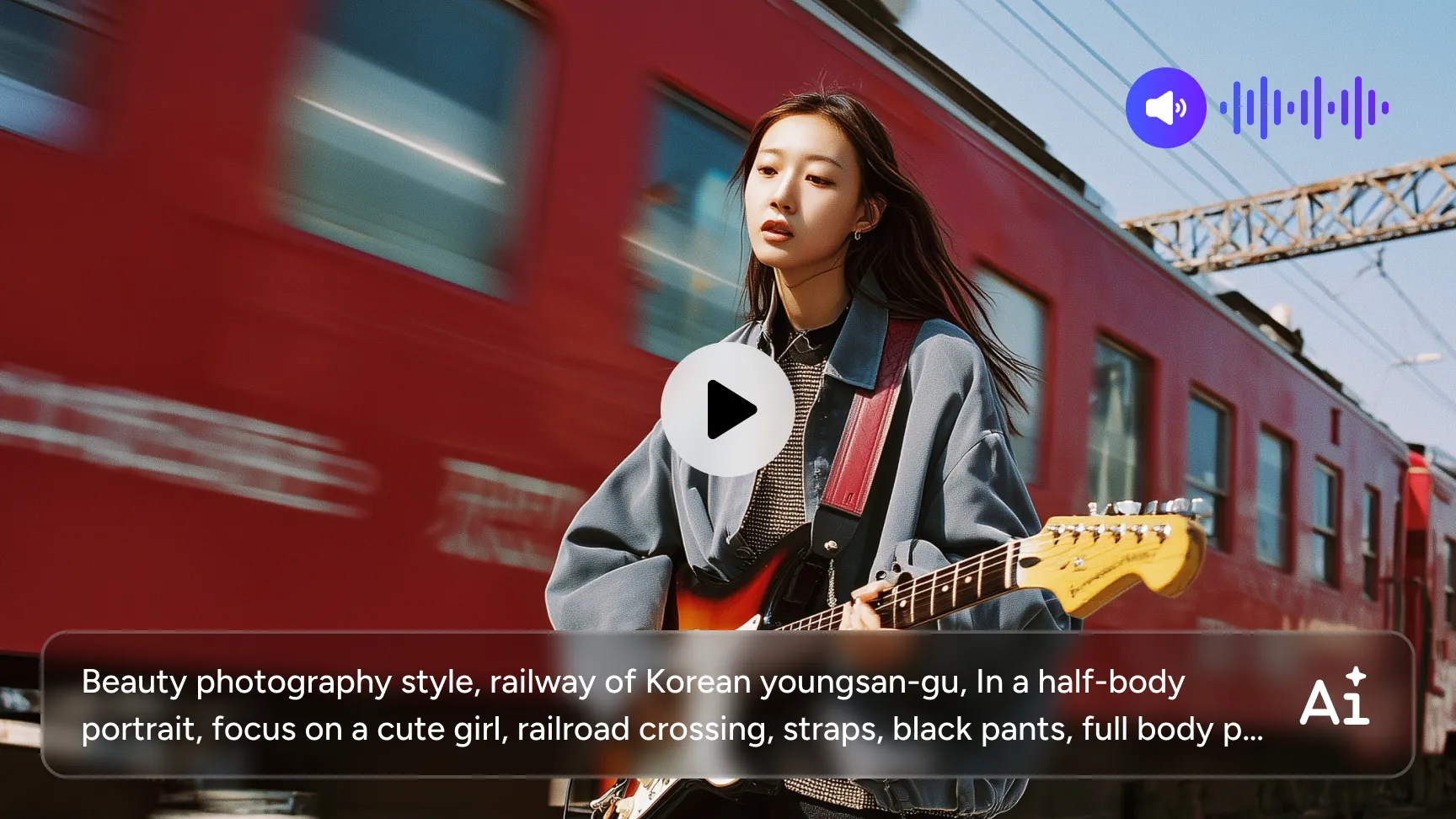 Un video que muestra a una chica tocando la guitarra, creado con el generador de video Seedance a partir de un prompt de texto